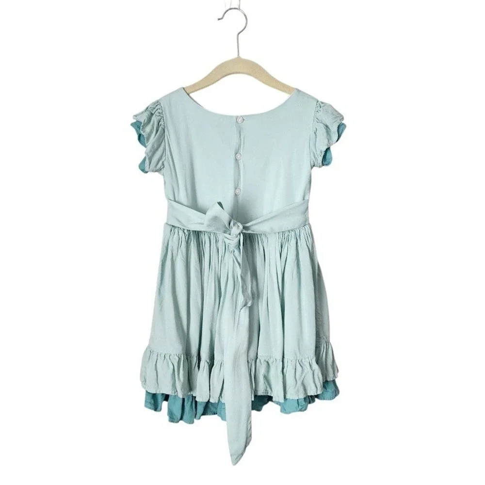 WELL DRESSED WOLF‎ Glorious Dress heirloom Light Blue Puff Sleeve Ruffle Girls 5